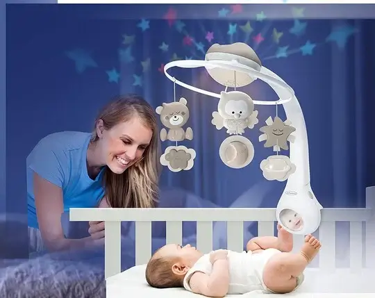Infantino 3u1 muzička vrteška za krevetac bež
